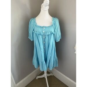 Stoney Clover Lane x Target Womens Blue Linen Blend Ruffled Mini Dress‎ XS